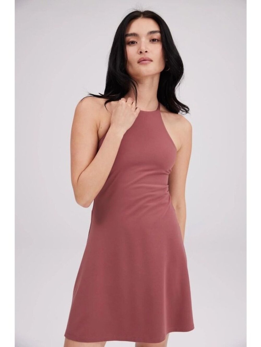 Girlfriend Collective women's large fig undress high neck athletic mini dress‎